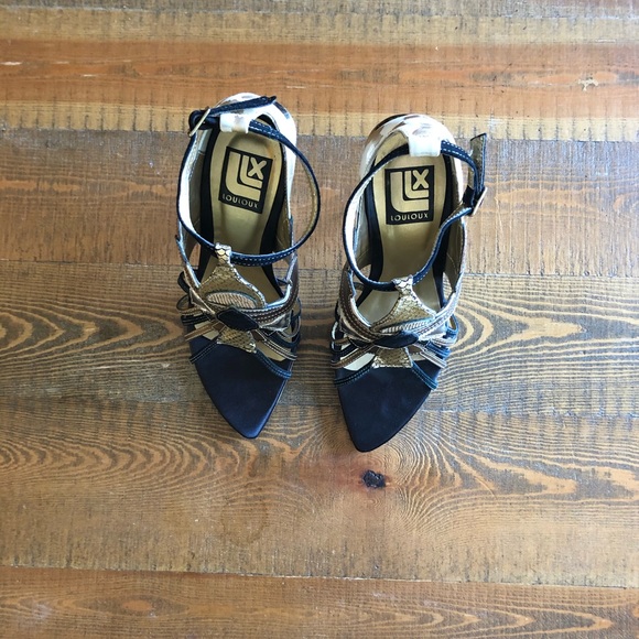 Cocktail black gold silver handmade high heels - Picture 2 of 7